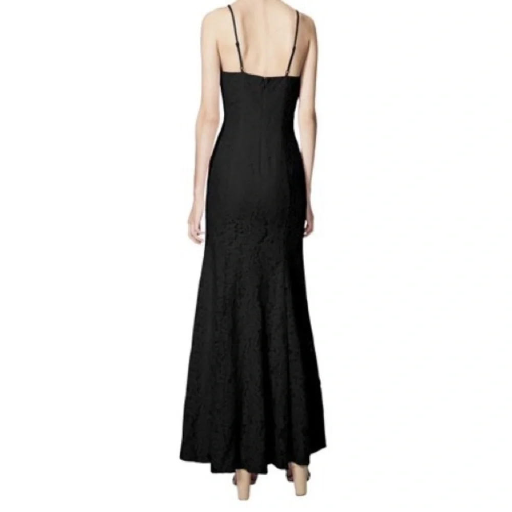 Fame and Partners black lace maxi dress with dramatic slit size 0